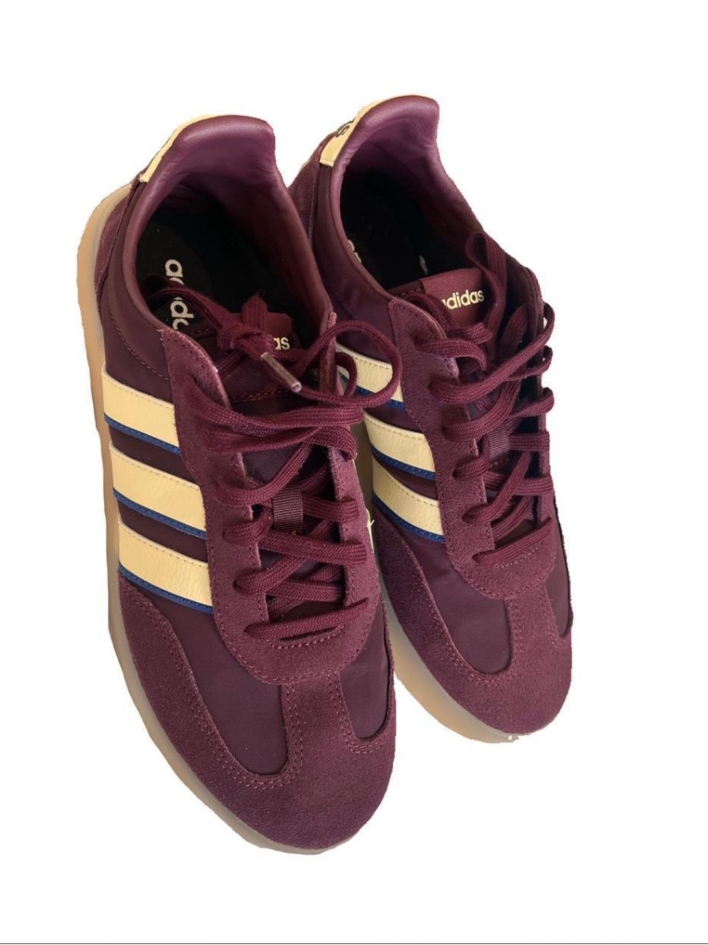 Adidas Women’s Barreda Decode Burgundy Retro Runner with Cream Stripes 7.5